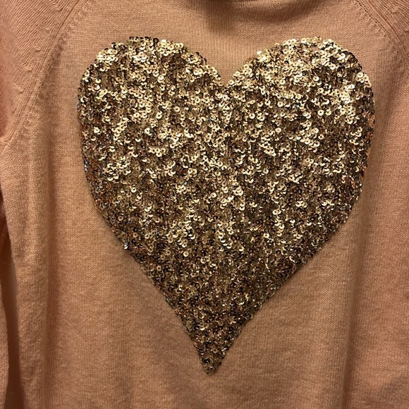 H&M pink sweater with gold sequined heart size small. - Picture 4 of 8